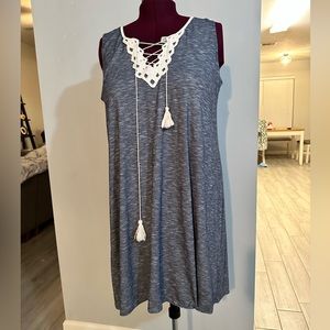 Max Studio Blue Micro-Stripe Shift Dress